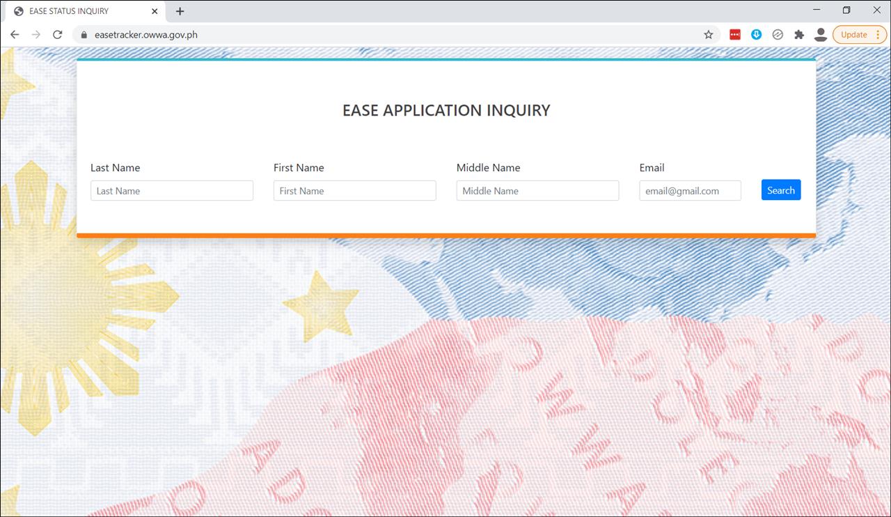 how to check status project EASE scholarship